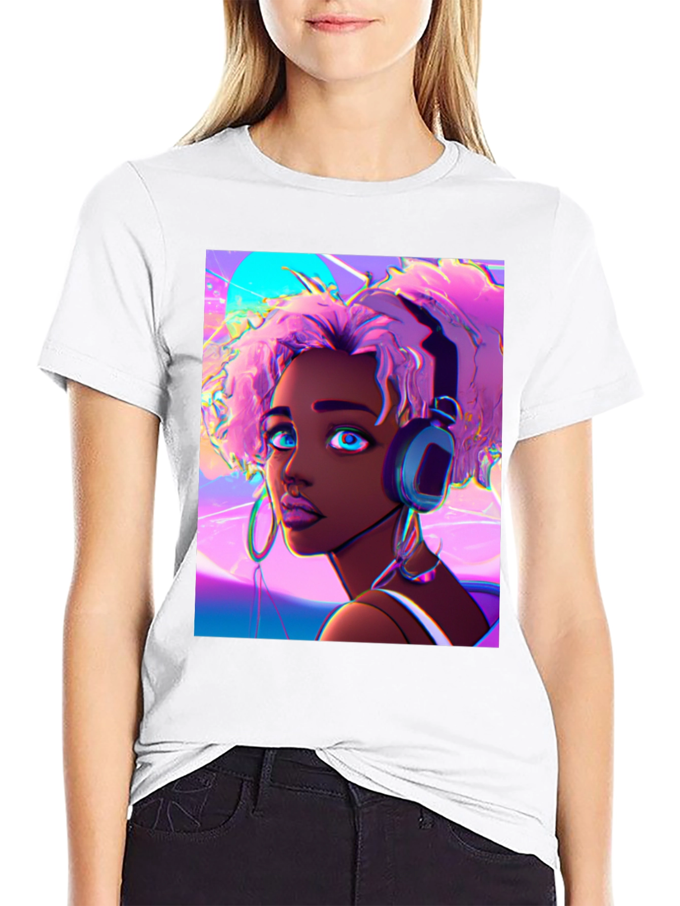 Vibrant Cartoon Girl Tee - Stylish Graphic T-Shirt