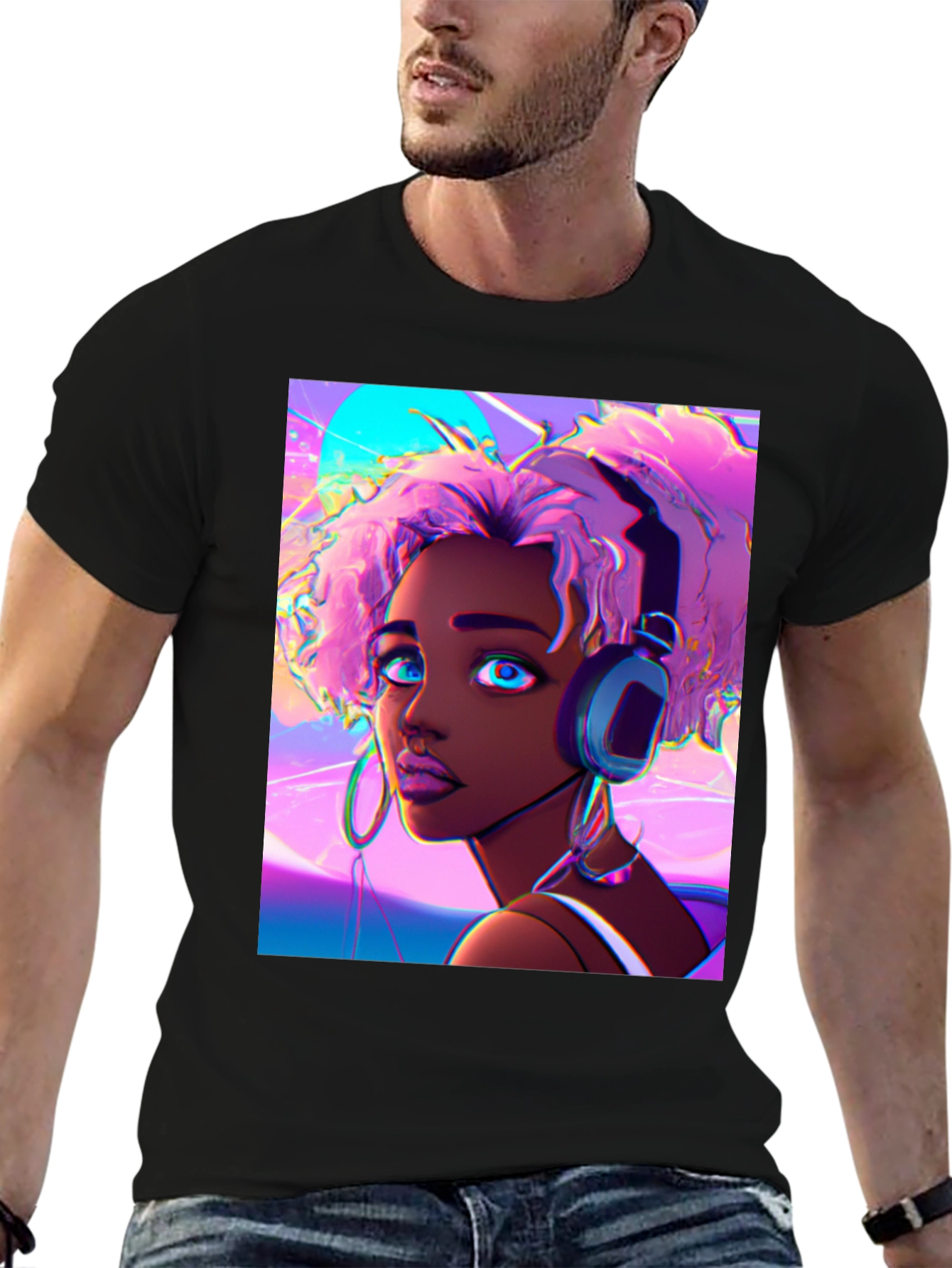 Vibrant Cartoon Girl Tee - Stylish Graphic T-Shirt
