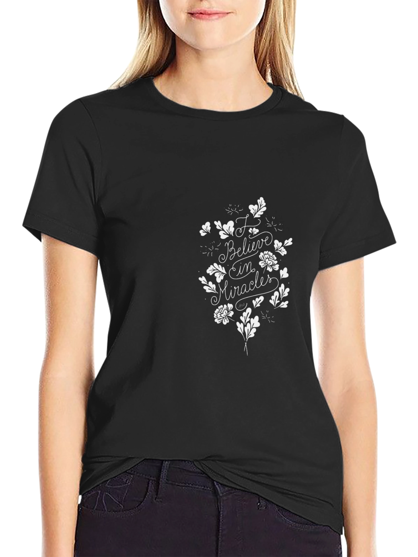 Believe in Miracles Graphic Black T-Shirt