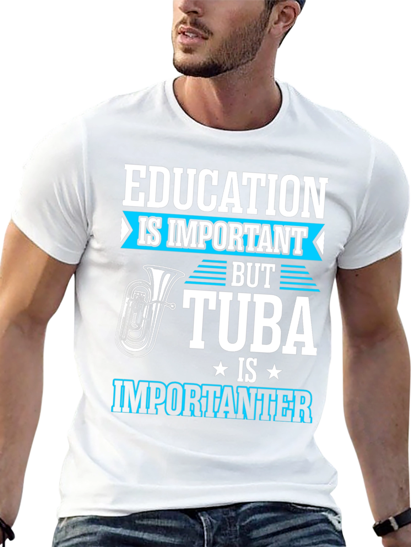 Education vs Tuba Funny Graphic Tee