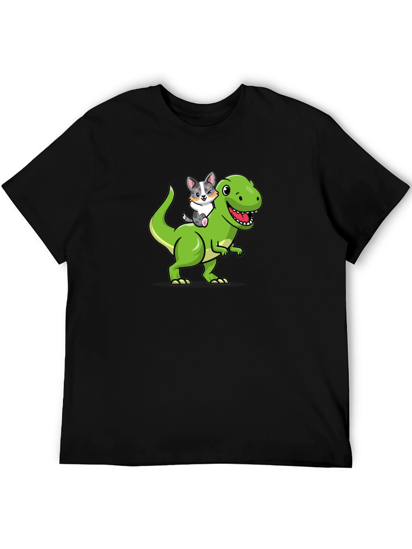 Dino Rider Dog T-Shirt – Funny Cartoon Dog Tee