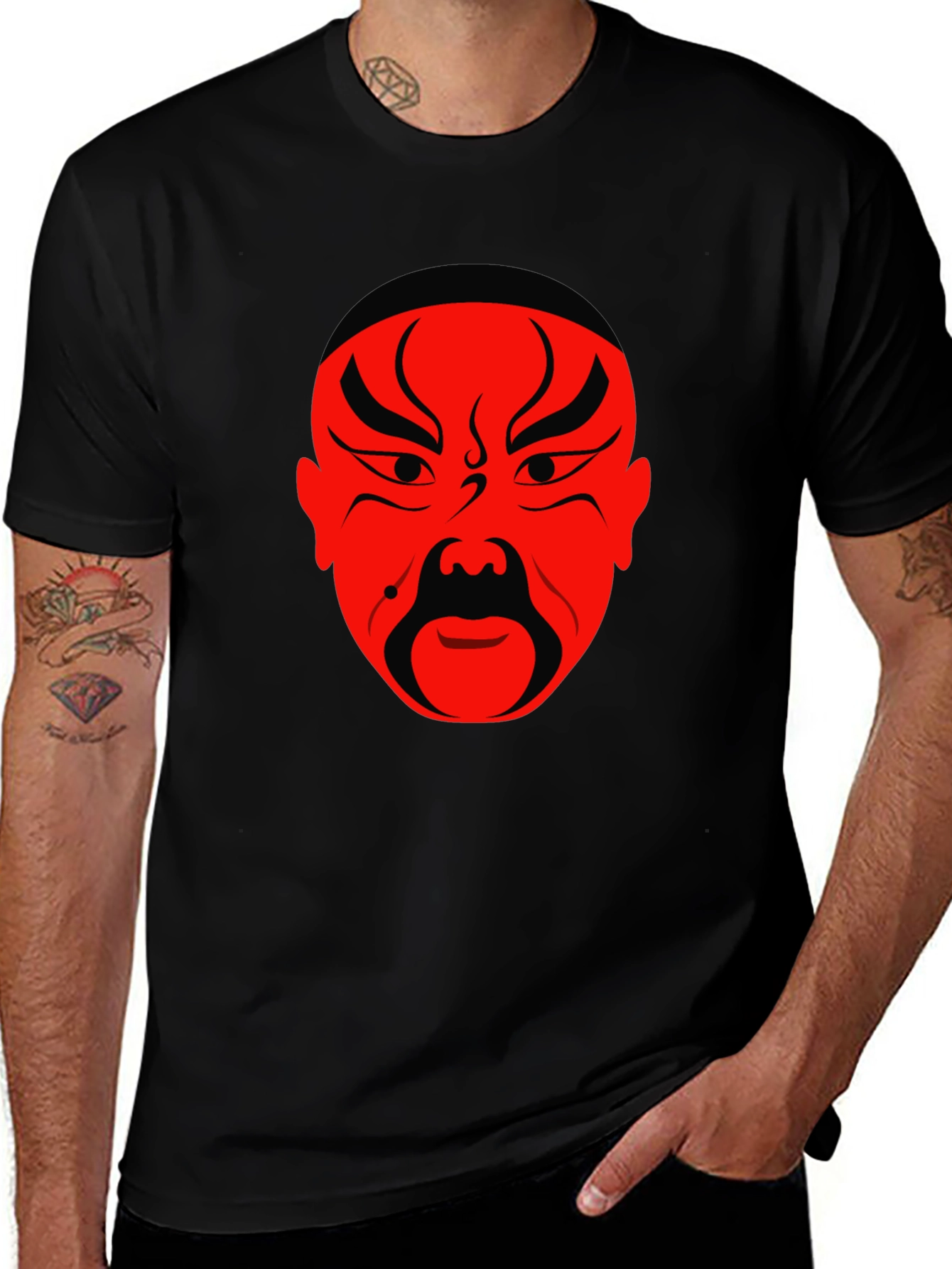 Dramatic Red Face Black T-Shirt