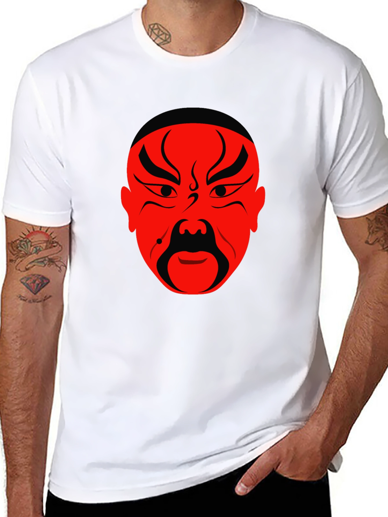 Dramatic Red Face Black T-Shirt