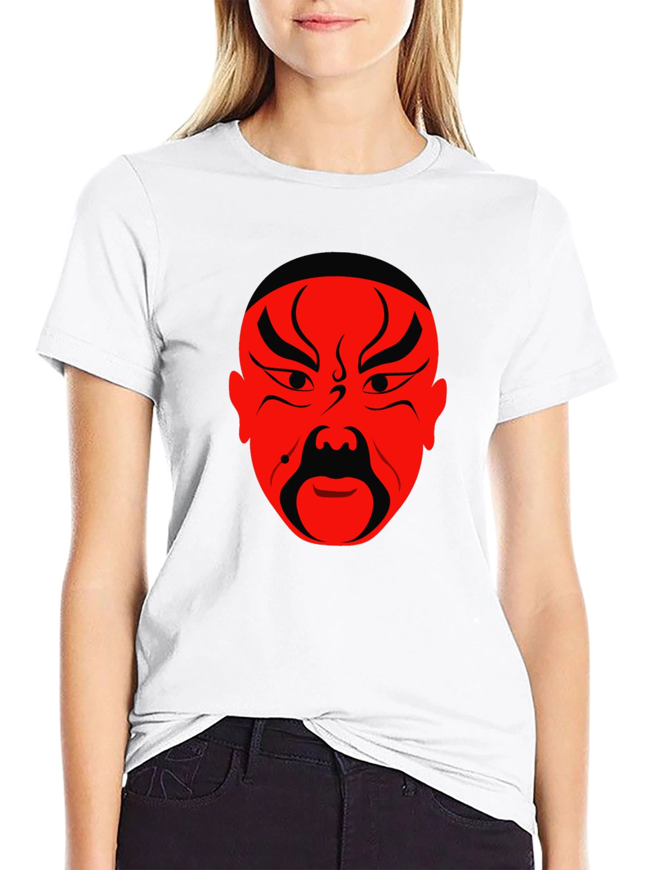 Dramatic Red Face Black T-Shirt