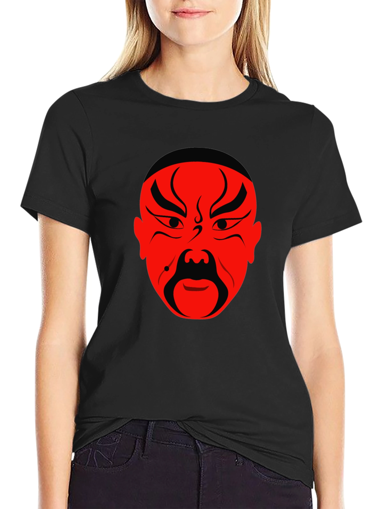 Dramatic Red Face Black T-Shirt