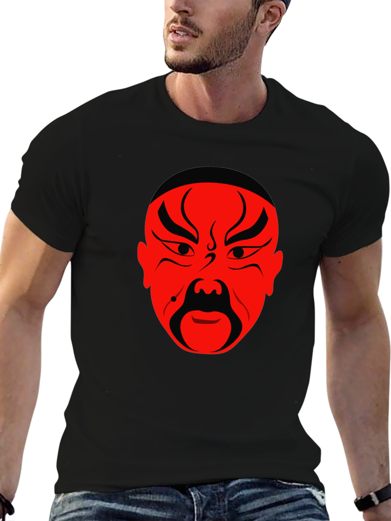 Dramatic Red Face Black T-Shirt