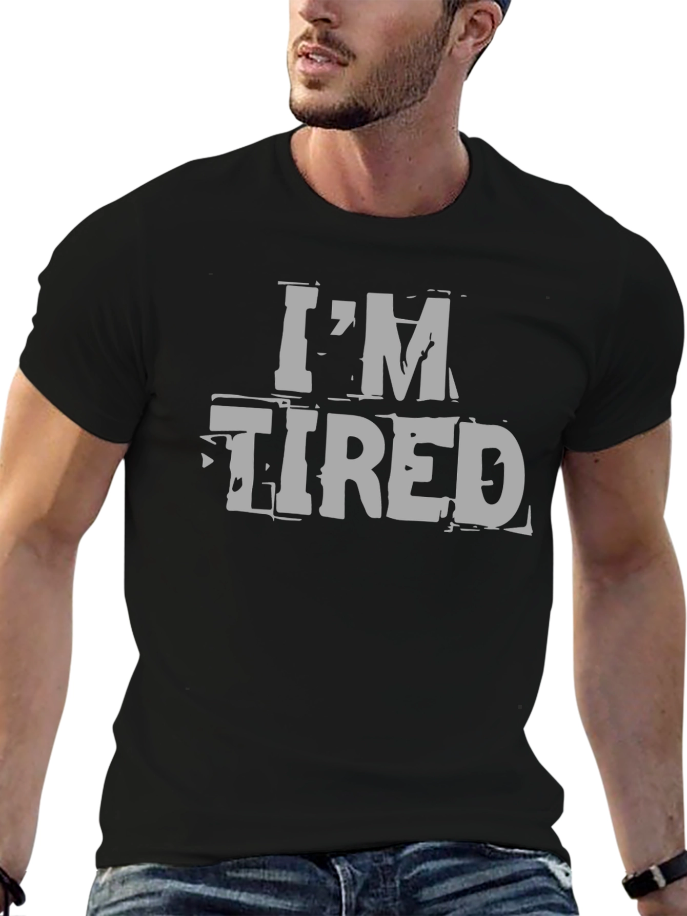 Im Tired Graphic Tee - Black Cotton Casual Wear