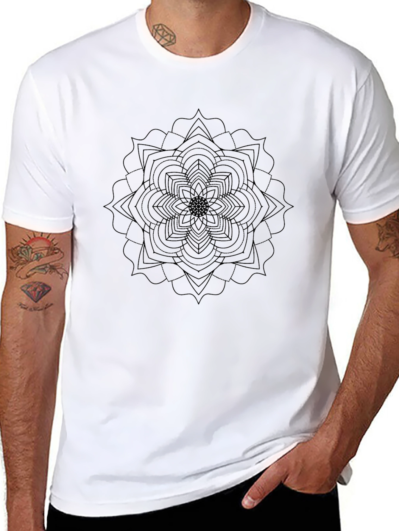 Black Mandala Graphic Tee - Stylish & Comfortable