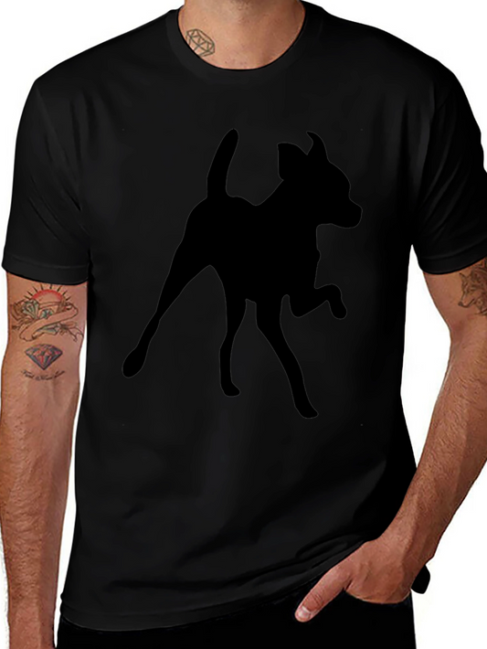 Dog Silhouette Black T-Shirt | Mens Casual Tee