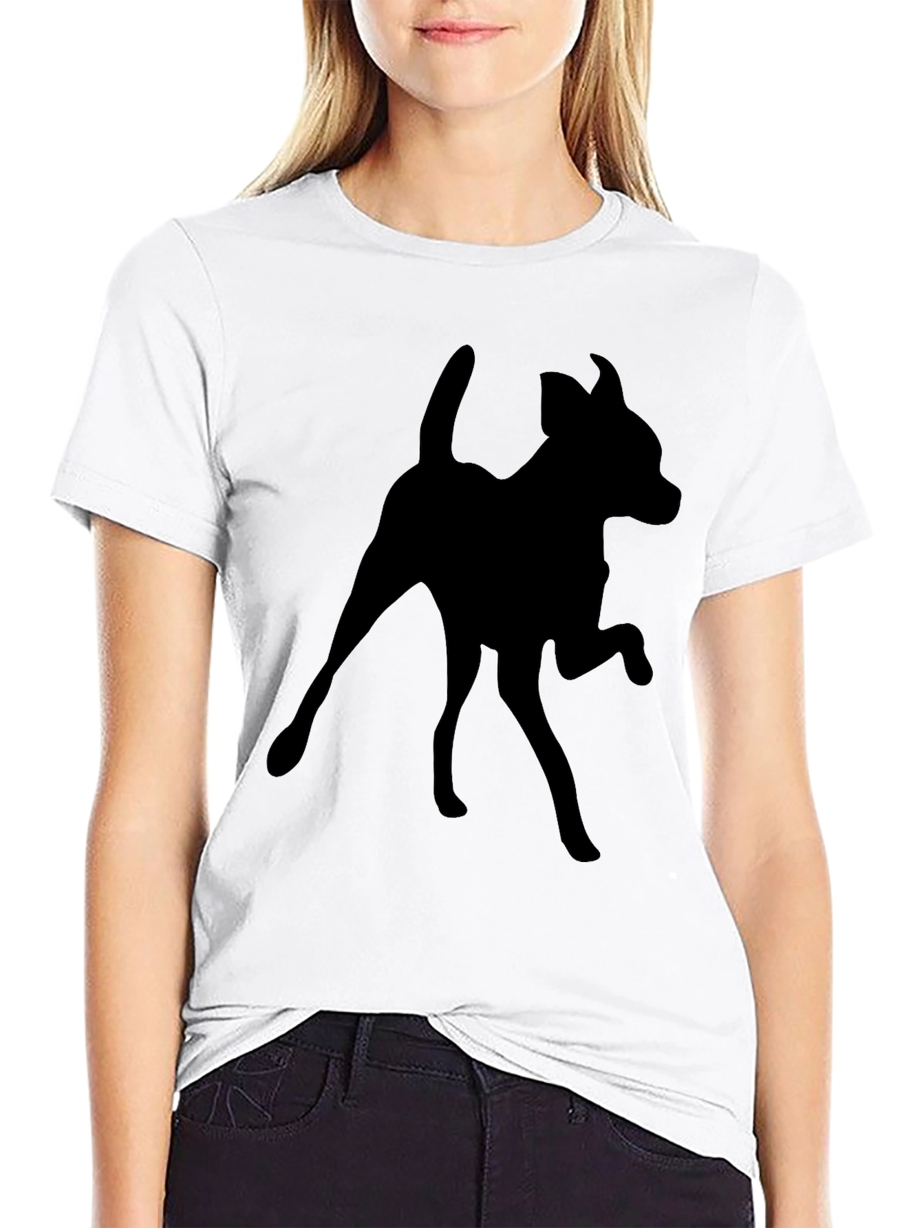 Dog Silhouette Black T-Shirt | Mens Casual Tee