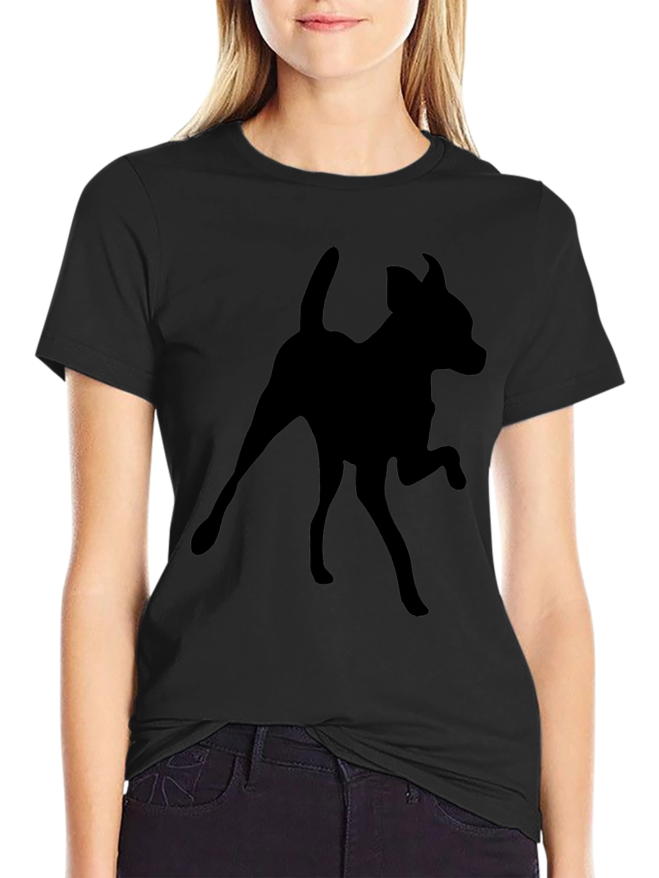 Dog Silhouette Black T-Shirt | Mens Casual Tee