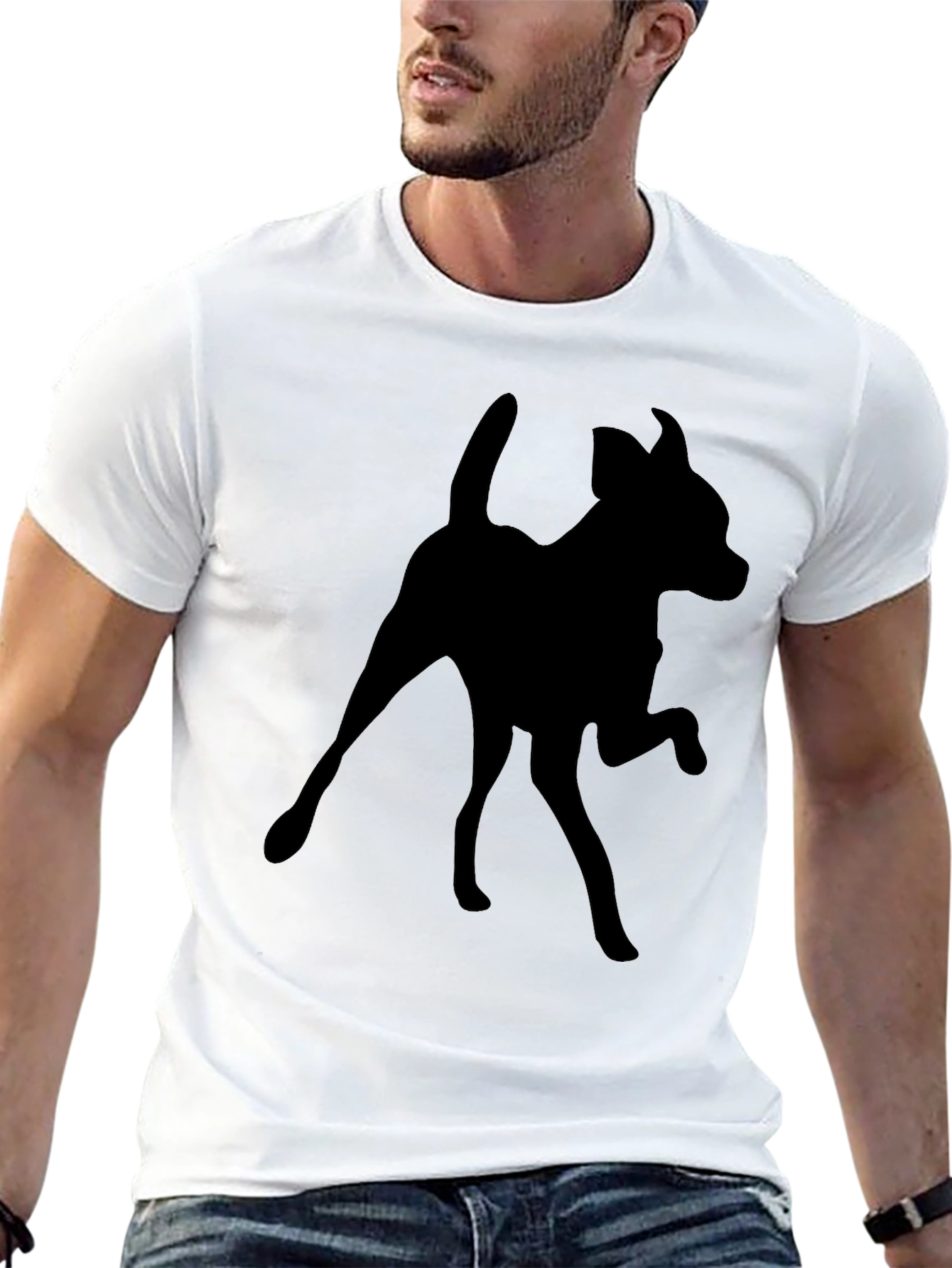 Dog Silhouette Black T-Shirt | Mens Casual Tee