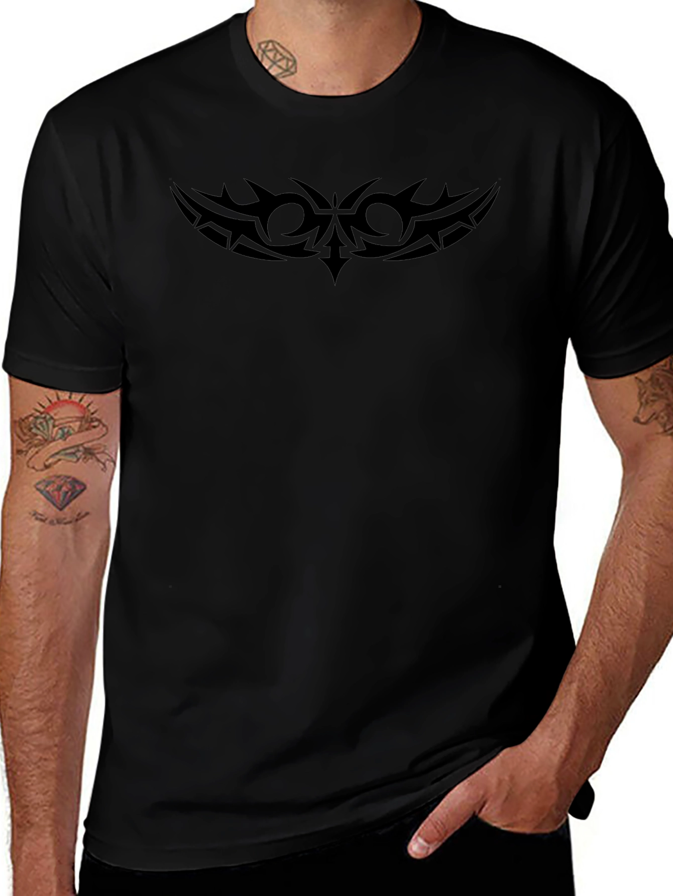 Tribal Tattoo Style Black T-Shirt