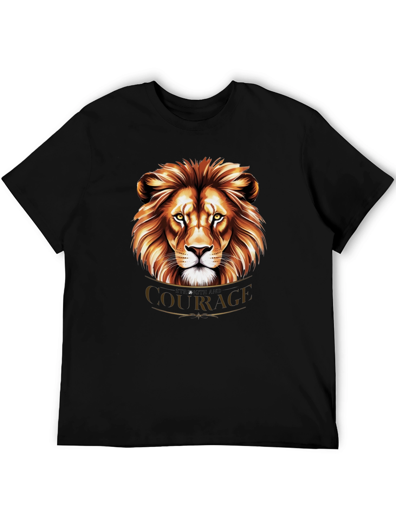 Courage Lion Graphic Black T-Shirt