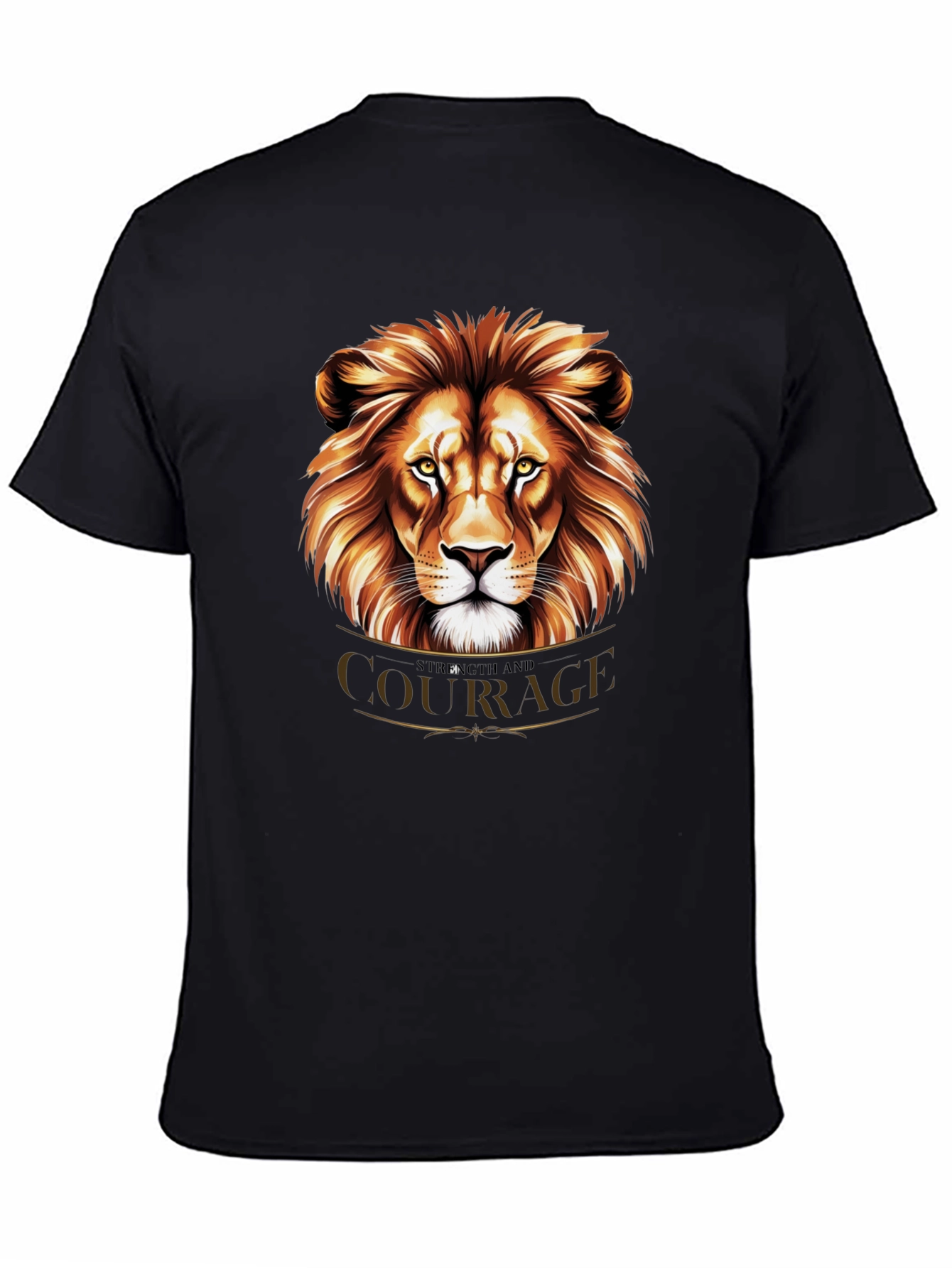 Courage Lion Graphic Black T-Shirt