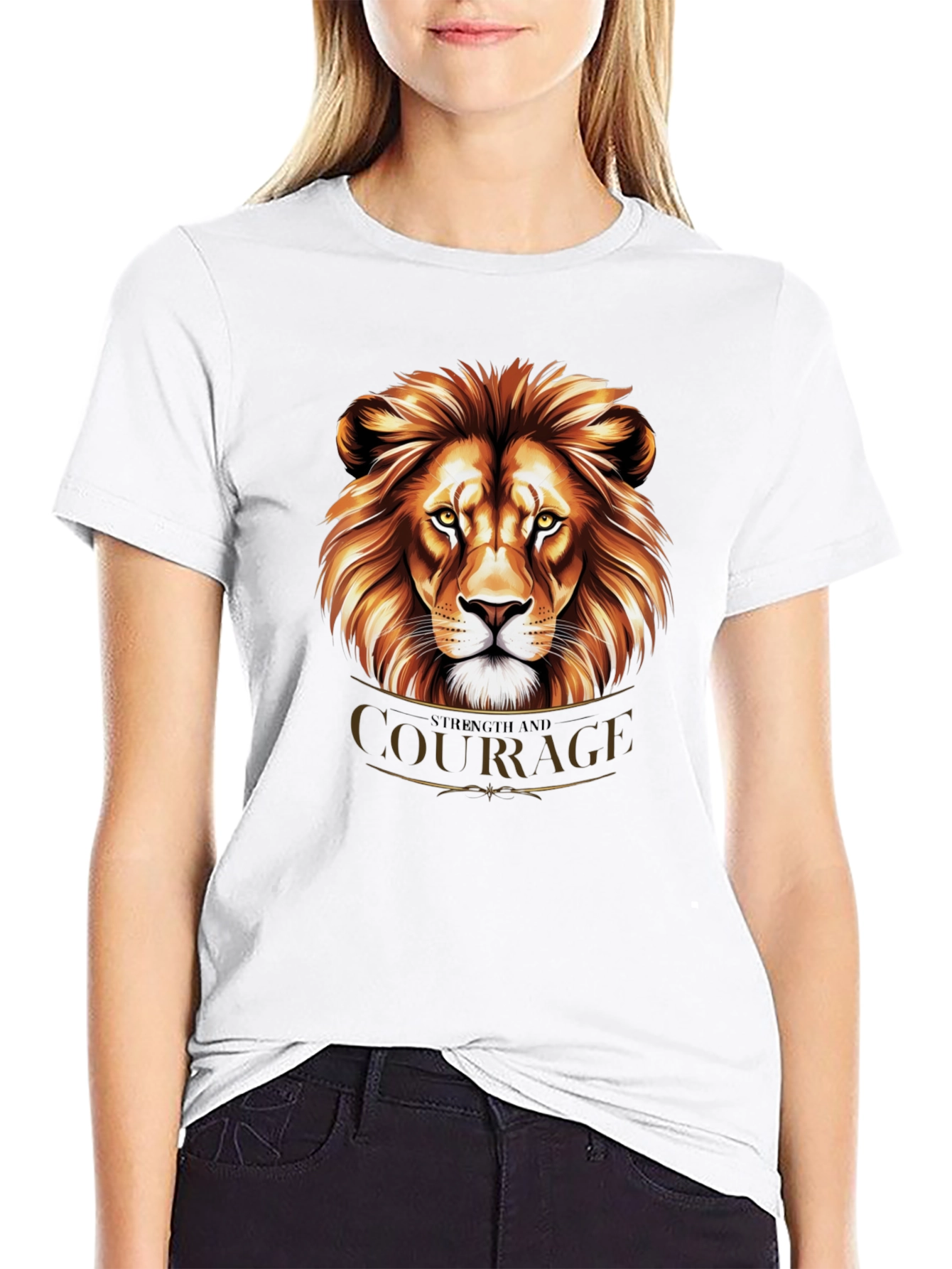 Courage Lion Graphic Black T-Shirt