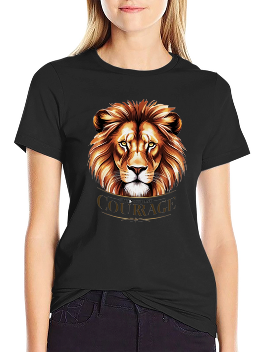 Courage Lion Graphic Black T-Shirt