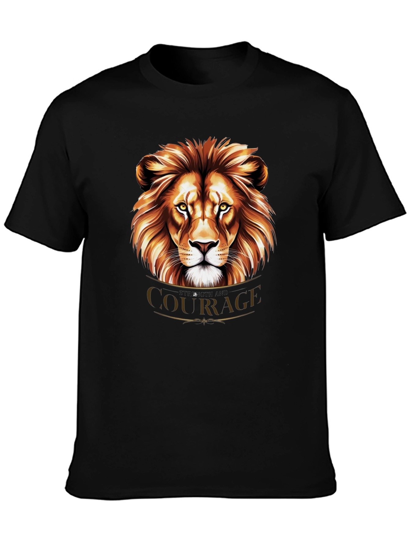 Courage Lion Graphic Black T-Shirt