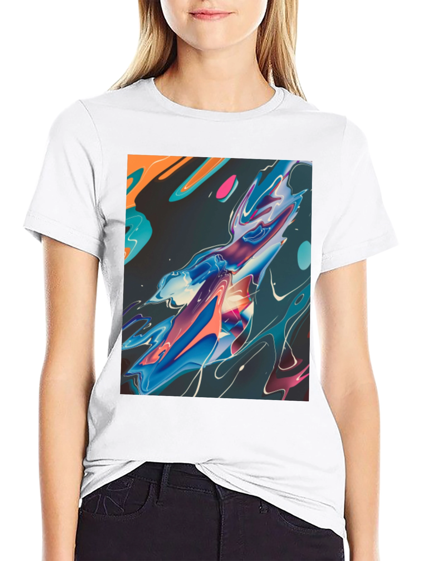 Abstract Art Graphic Tee - Black