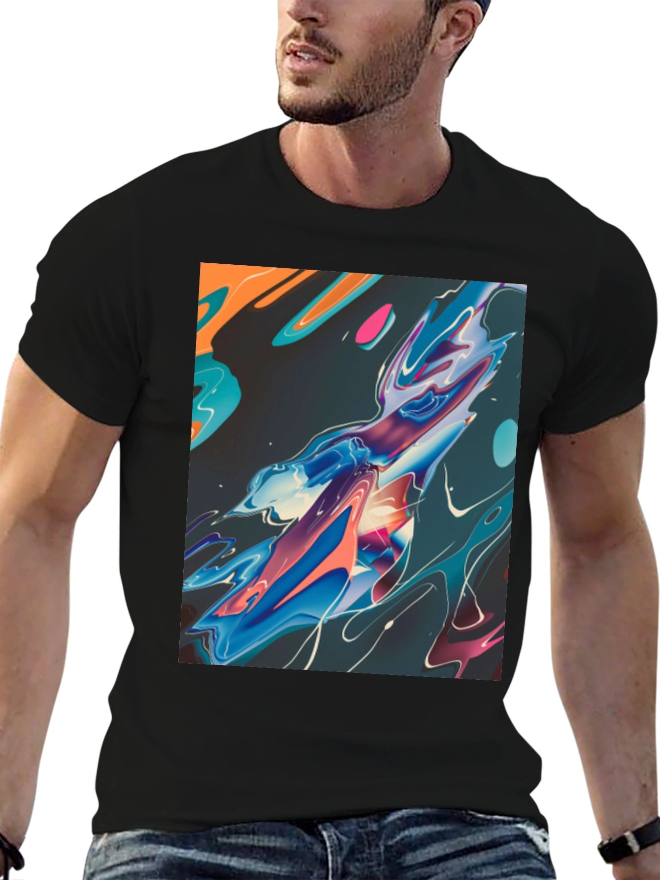 Abstract Art Graphic Tee - Black