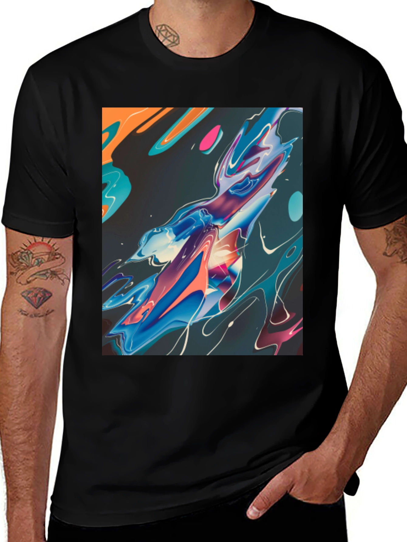 Abstract Art Graphic Tee - Black