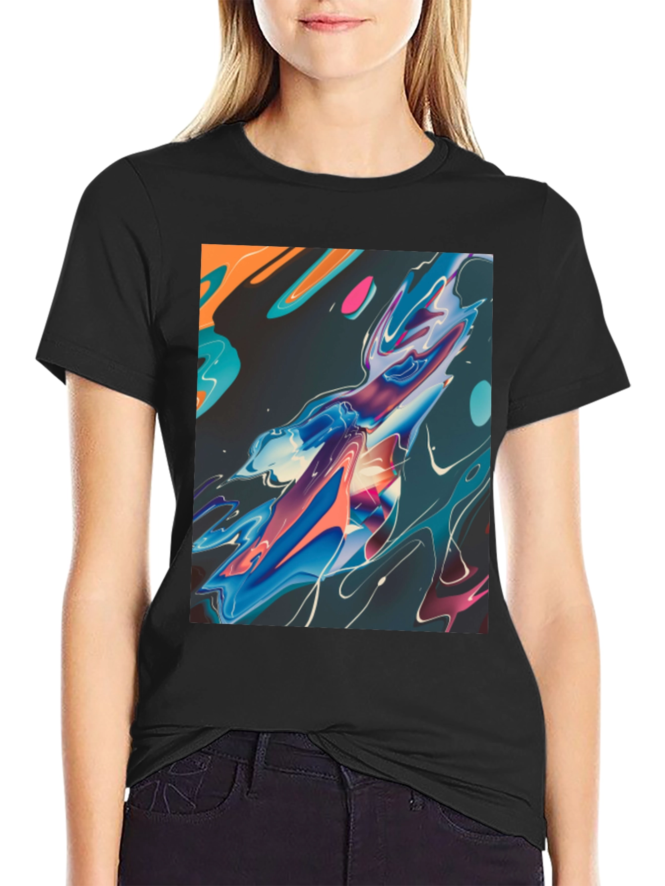 Abstract Art Graphic Tee - Black