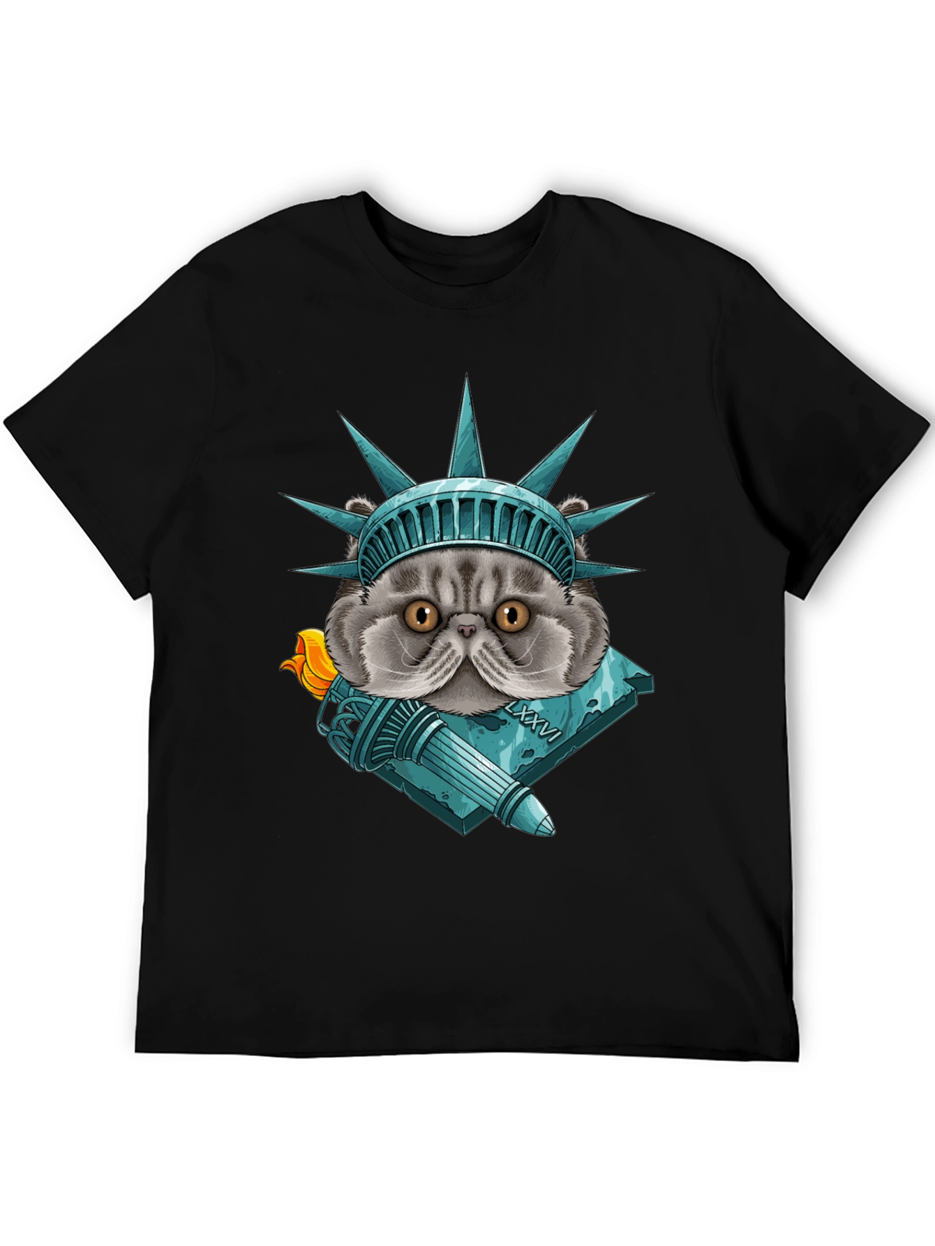 Statue of Liberty Cat Graphic T-Shirt