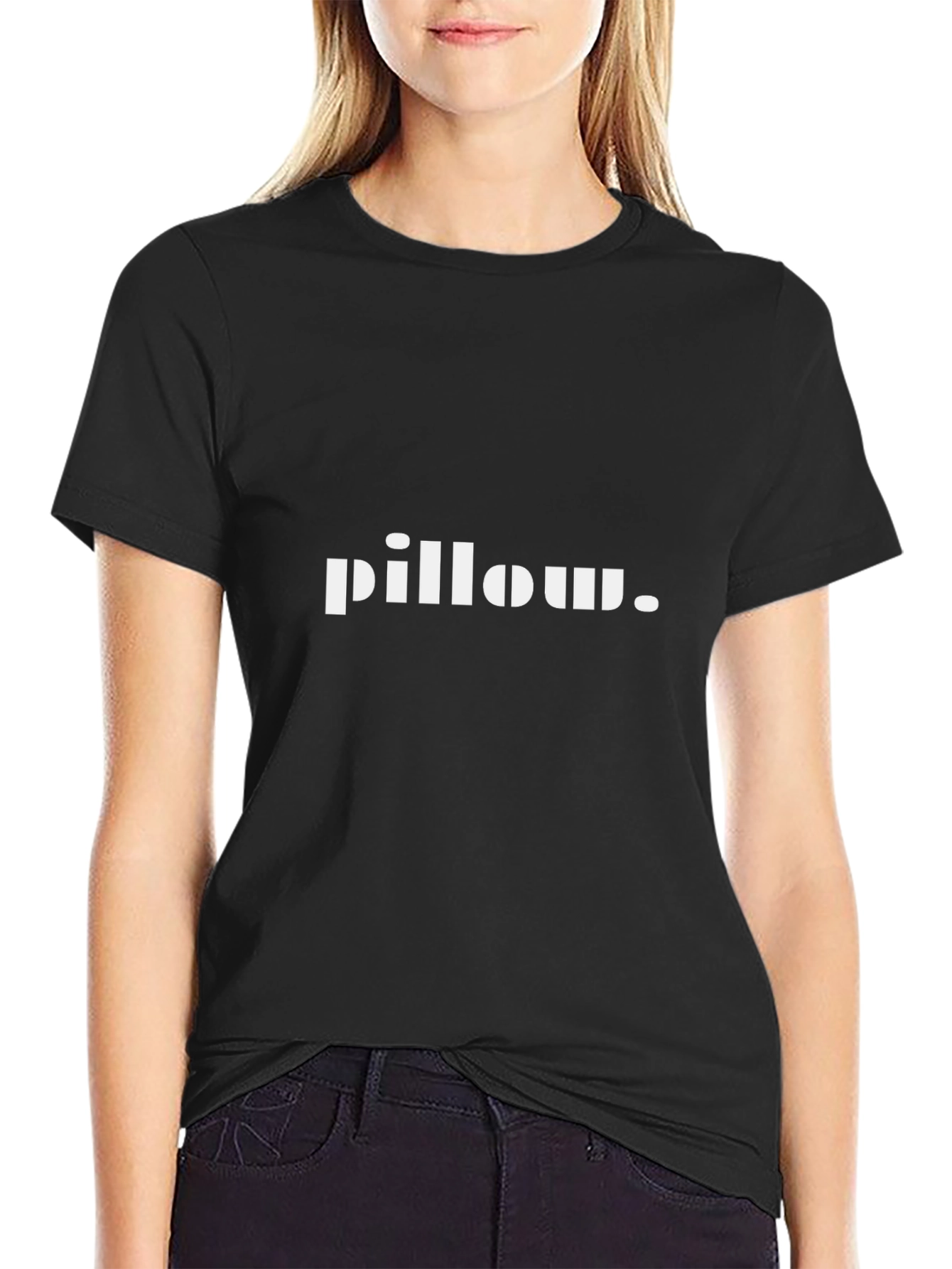Pillow. Black T-Shirt