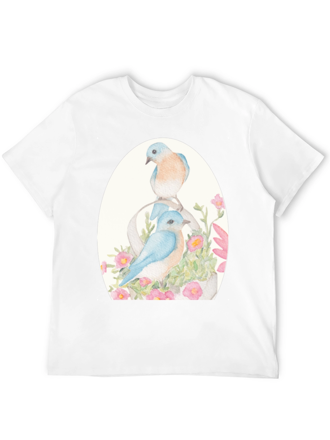 Bluebird Floral Graphic Tee - Nature Lovers Shirt