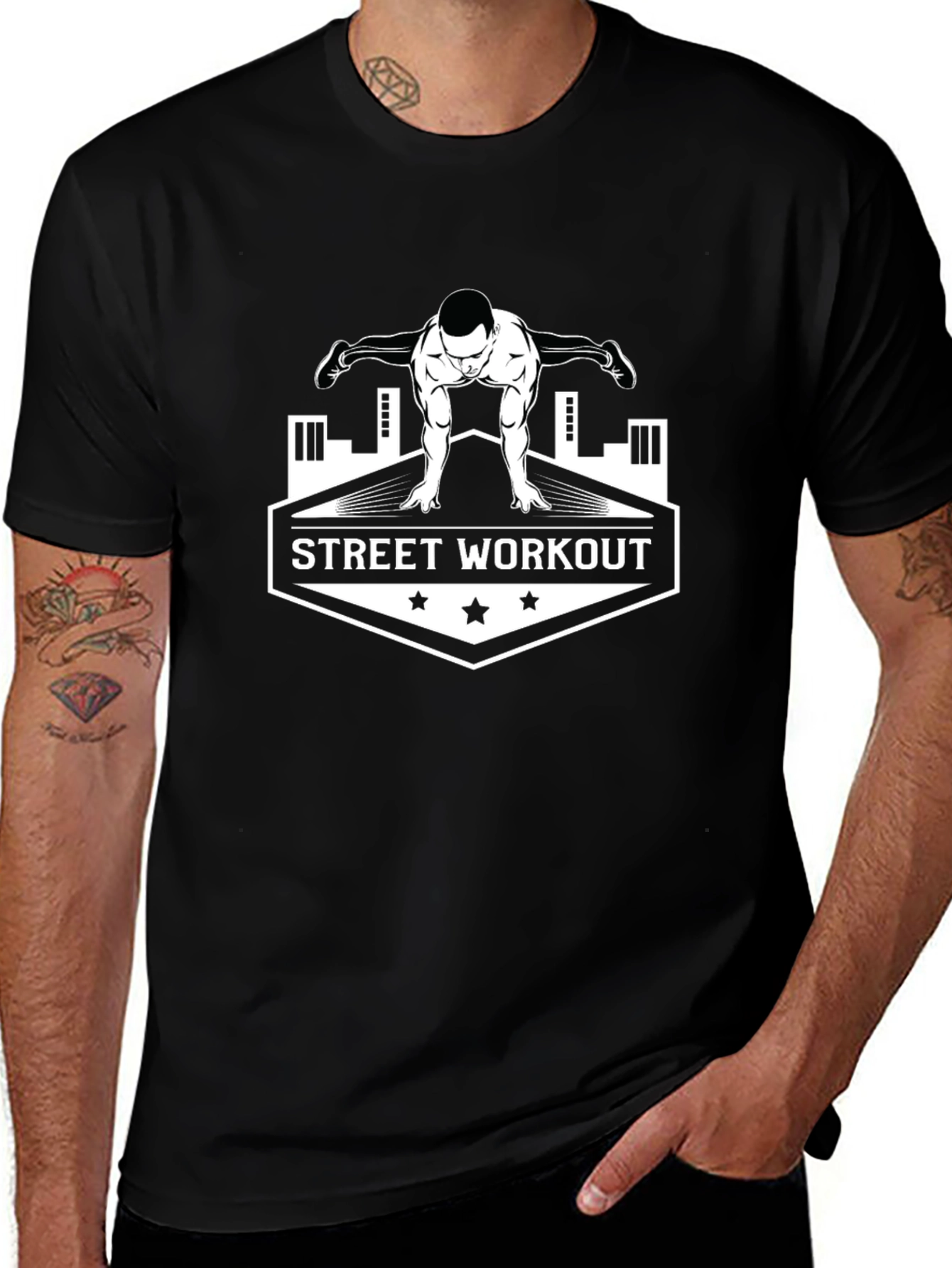 Street Workout Graphic T-Shirt - Black