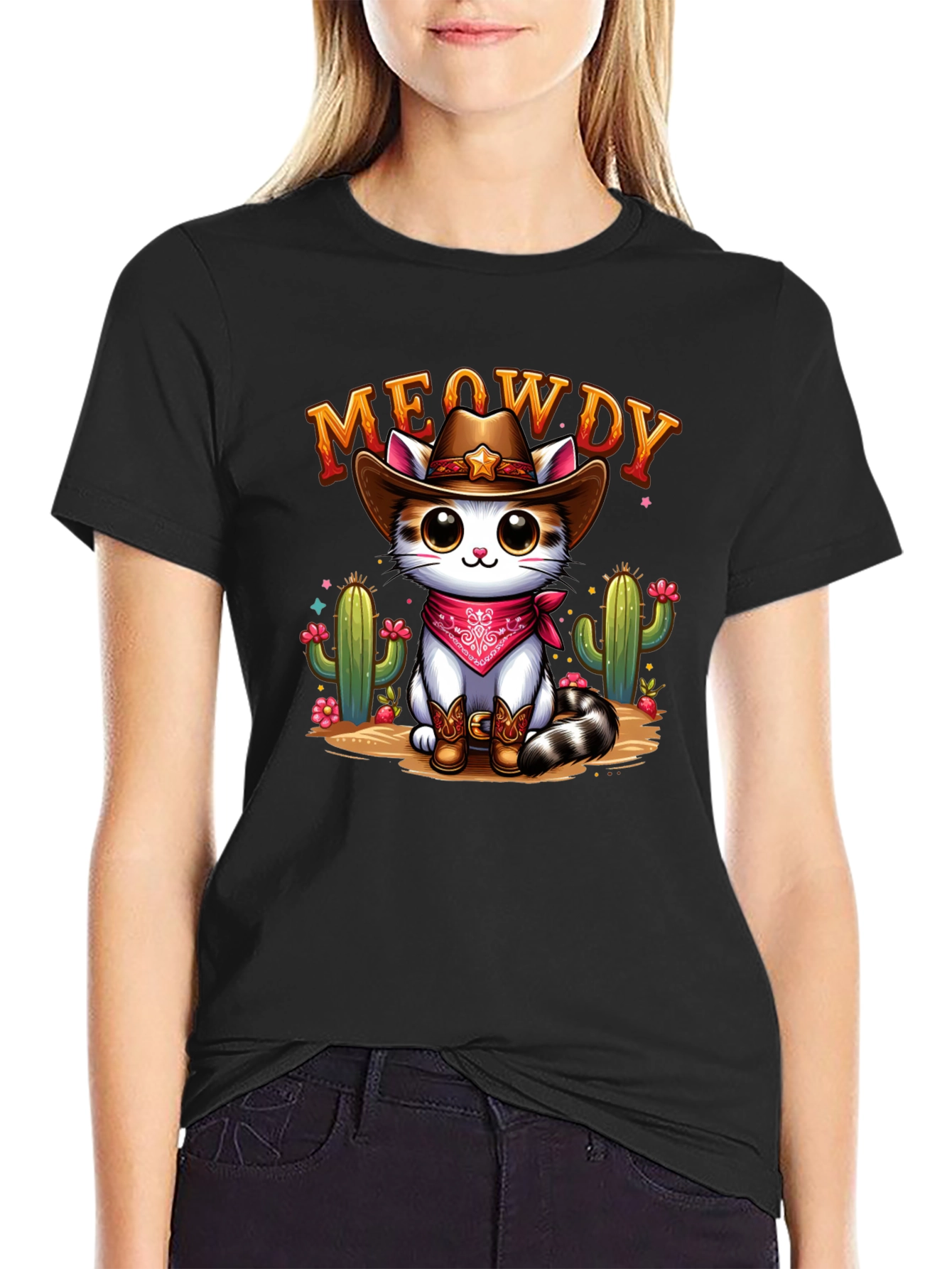 Meowdy Cowboy Cat Graphic Tee