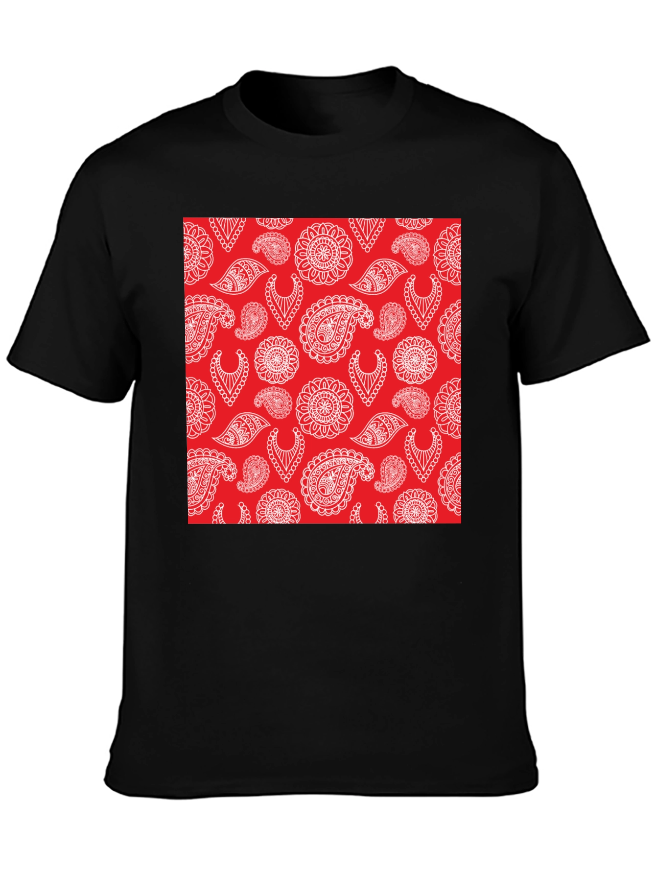 Paisley Pattern Tee - Red and White Design