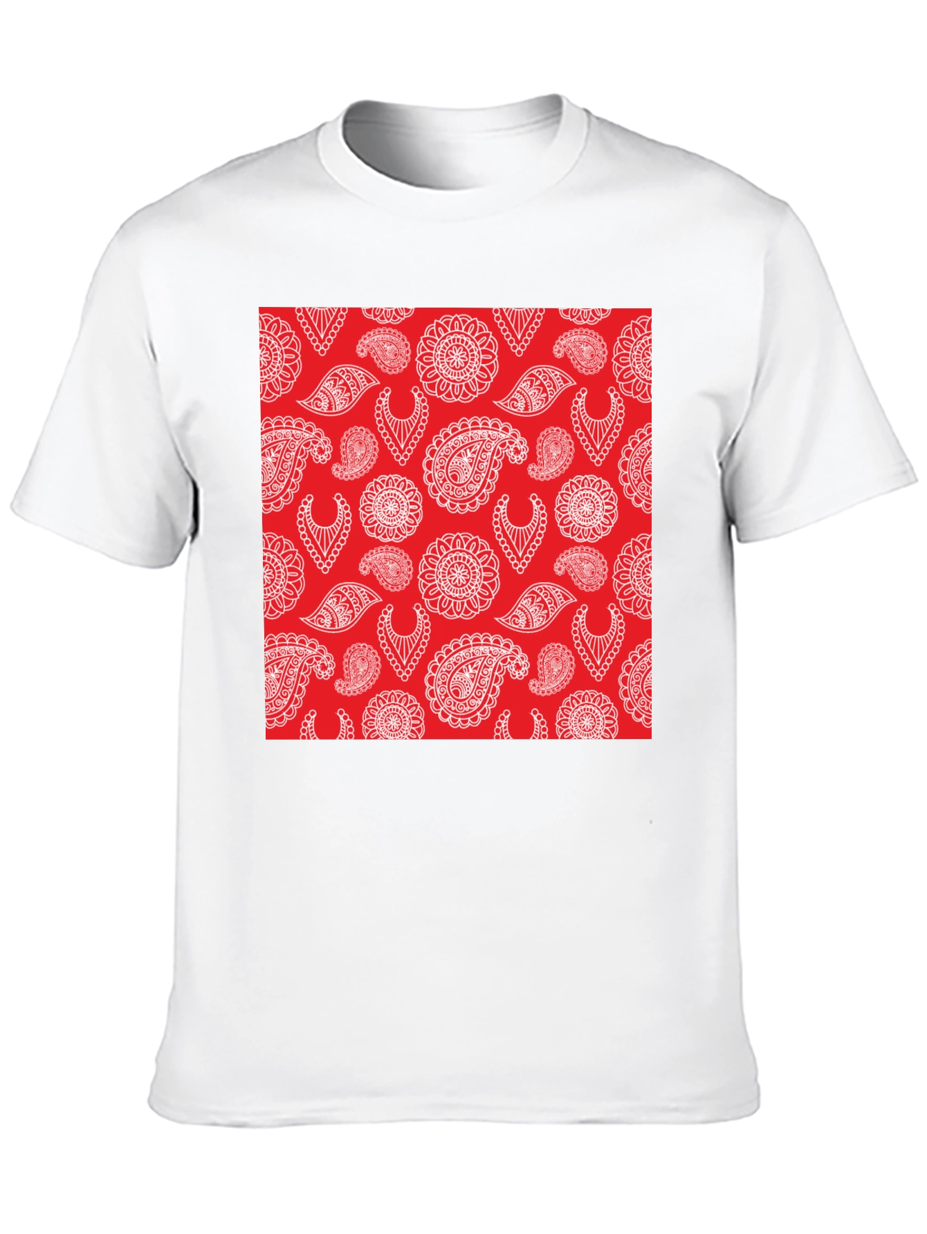 Paisley Pattern Tee - Red and White Design
