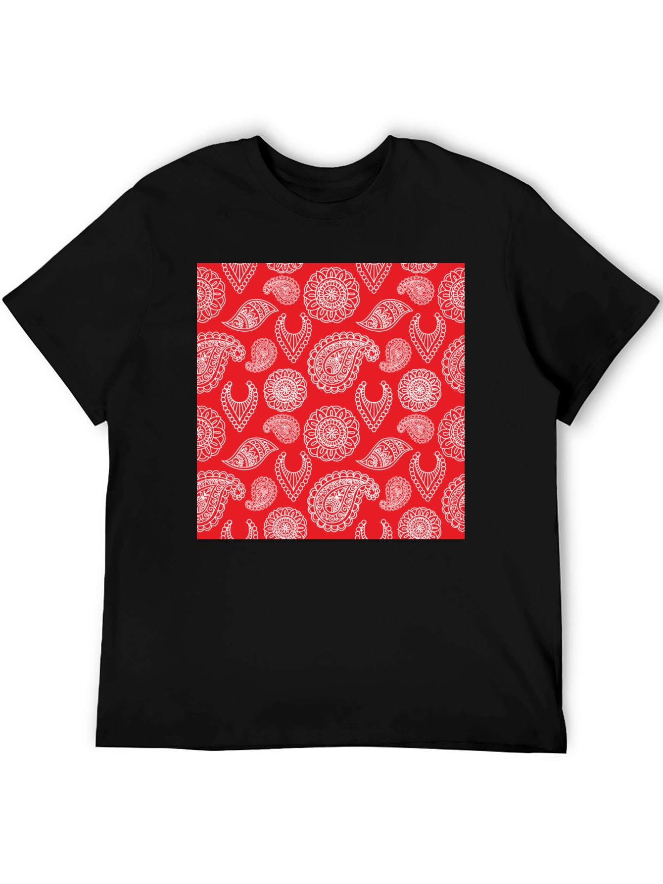 Paisley Pattern Tee - Red and White Design