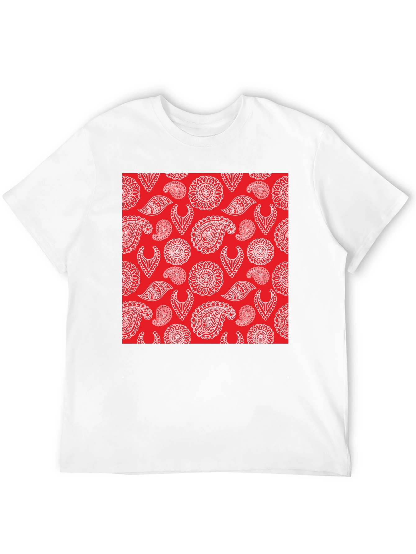 Paisley Pattern Tee - Red and White Design