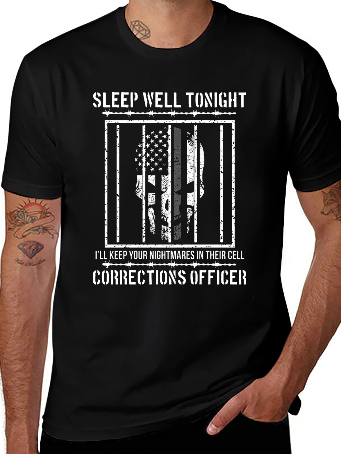 Corrections Officer Skull Graphic Tee