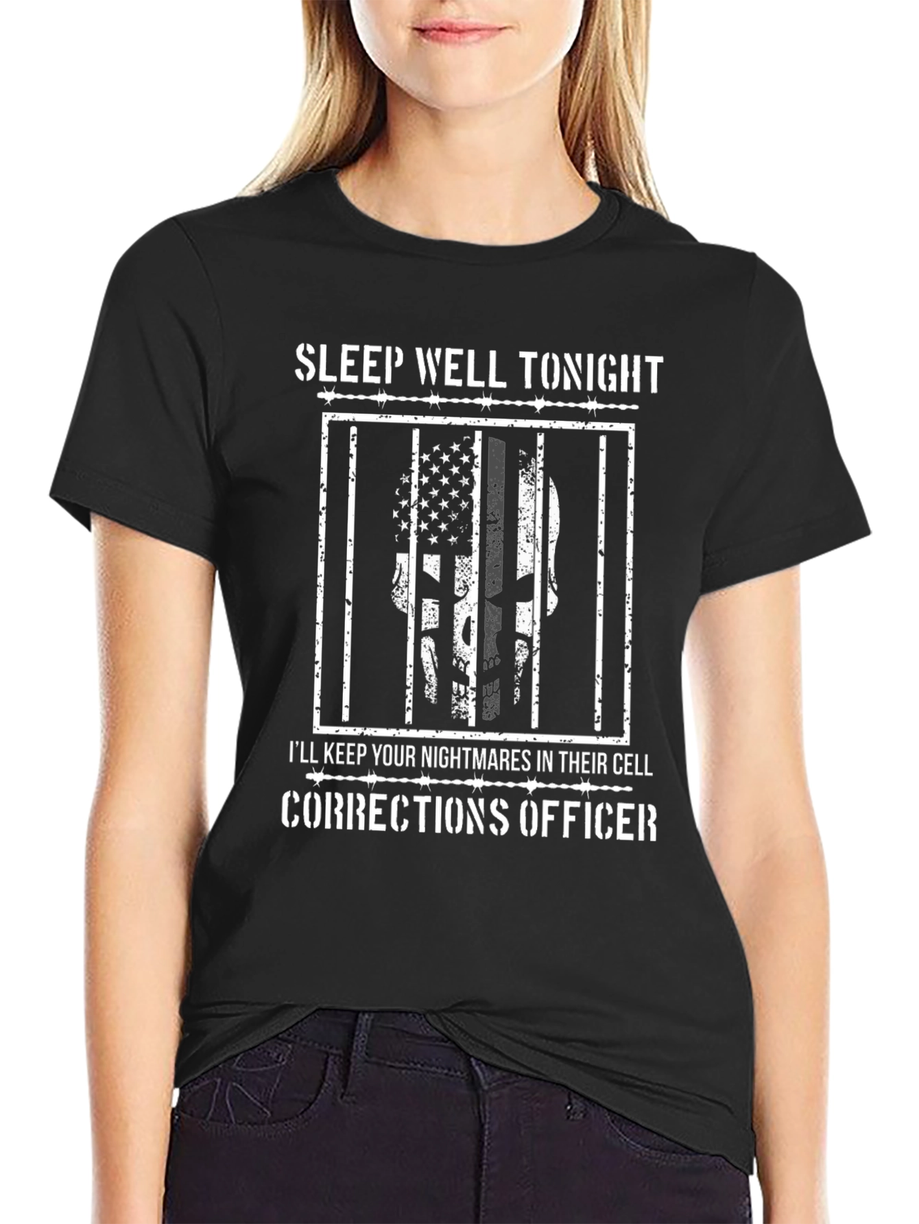 Corrections Officer Skull Graphic Tee