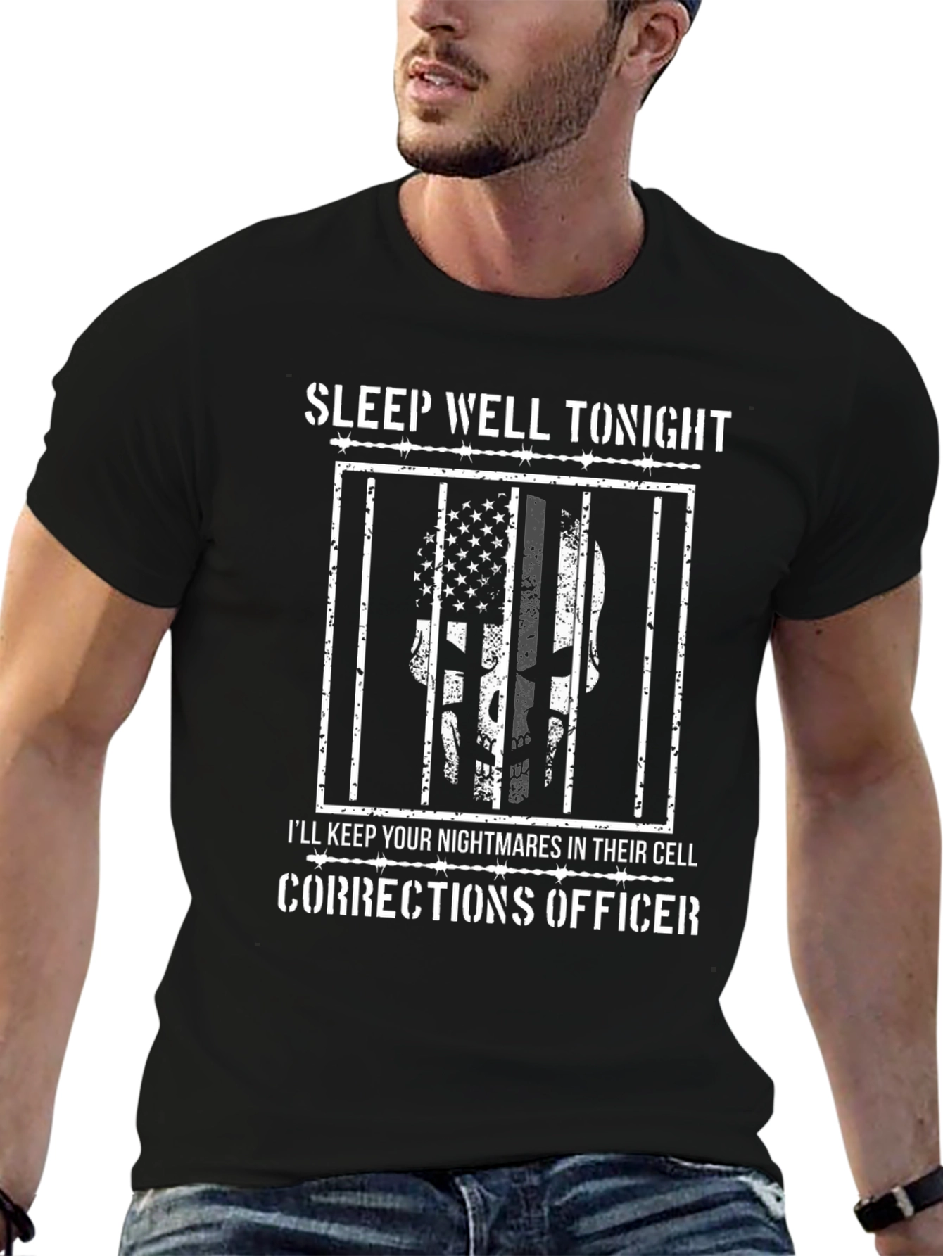 Corrections Officer Skull Graphic Tee