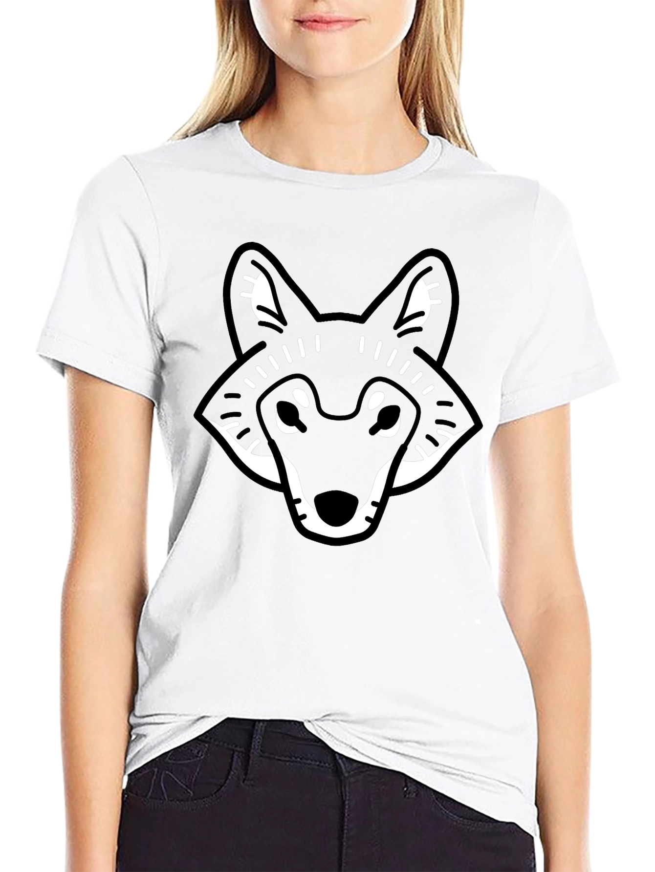 Cool Graphic Wolf Head Black T-Shirt