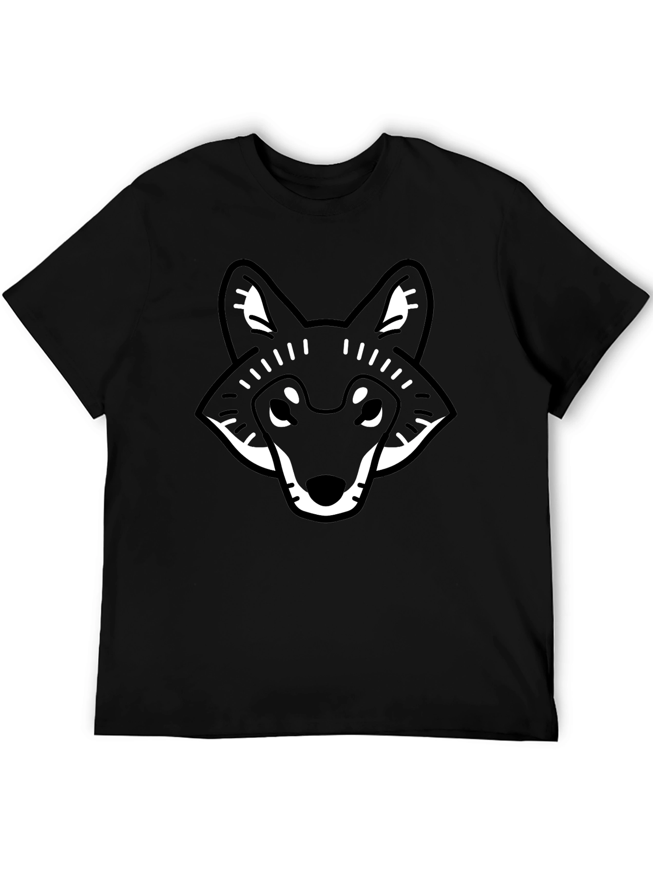 Cool Graphic Wolf Head Black T-Shirt