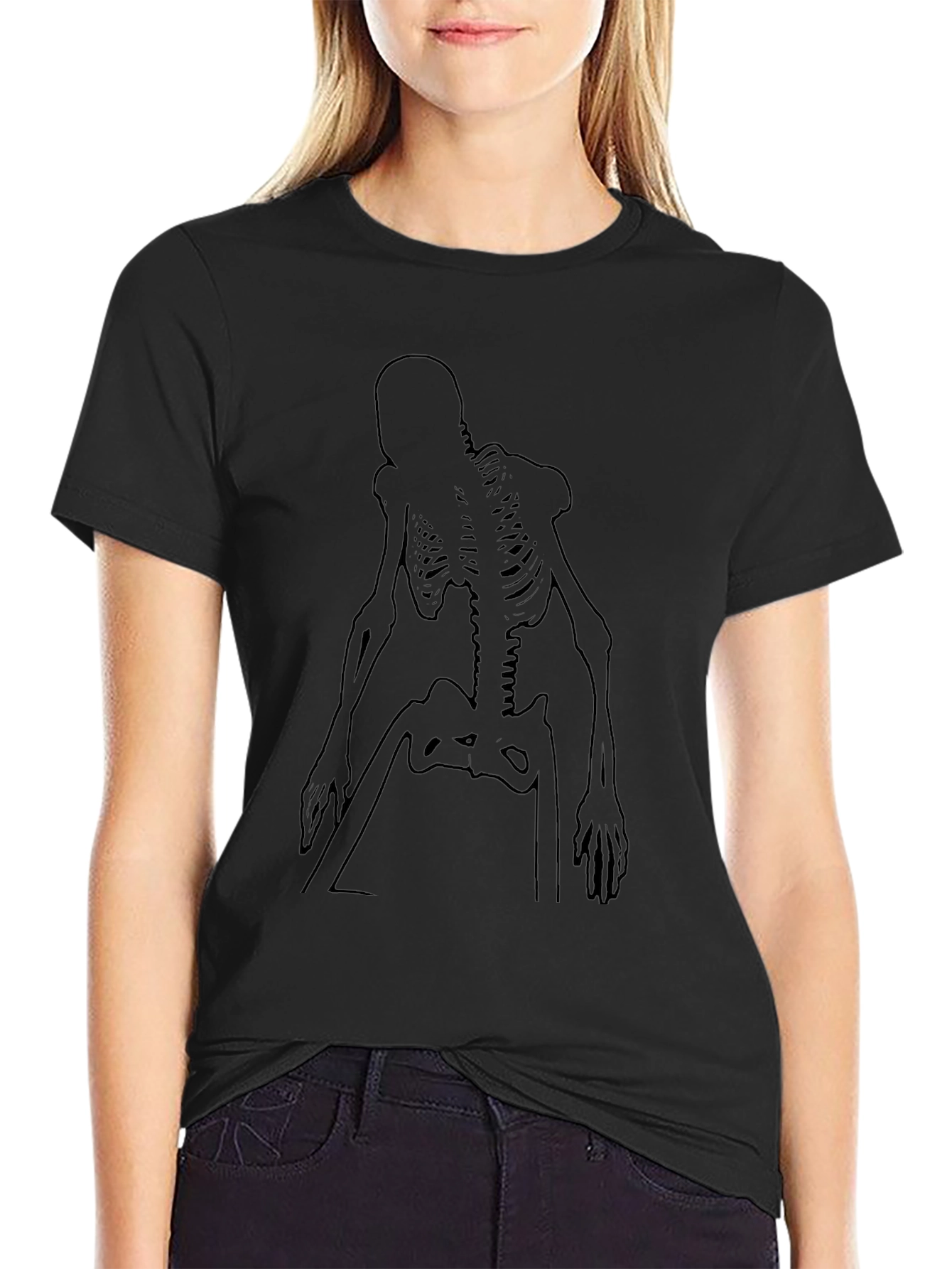 Skeleton Graphic Print Black T-Shirt