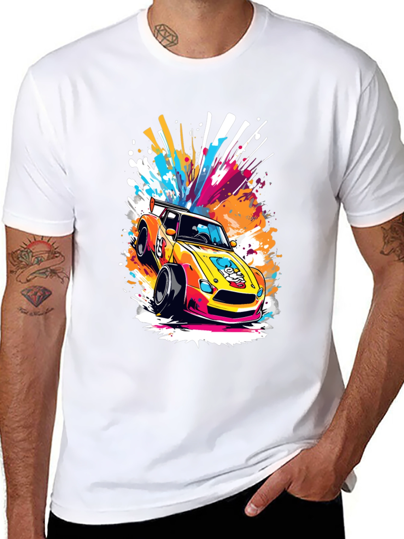 Racing Car Graphic Tee - Stylish Black T-Shirt