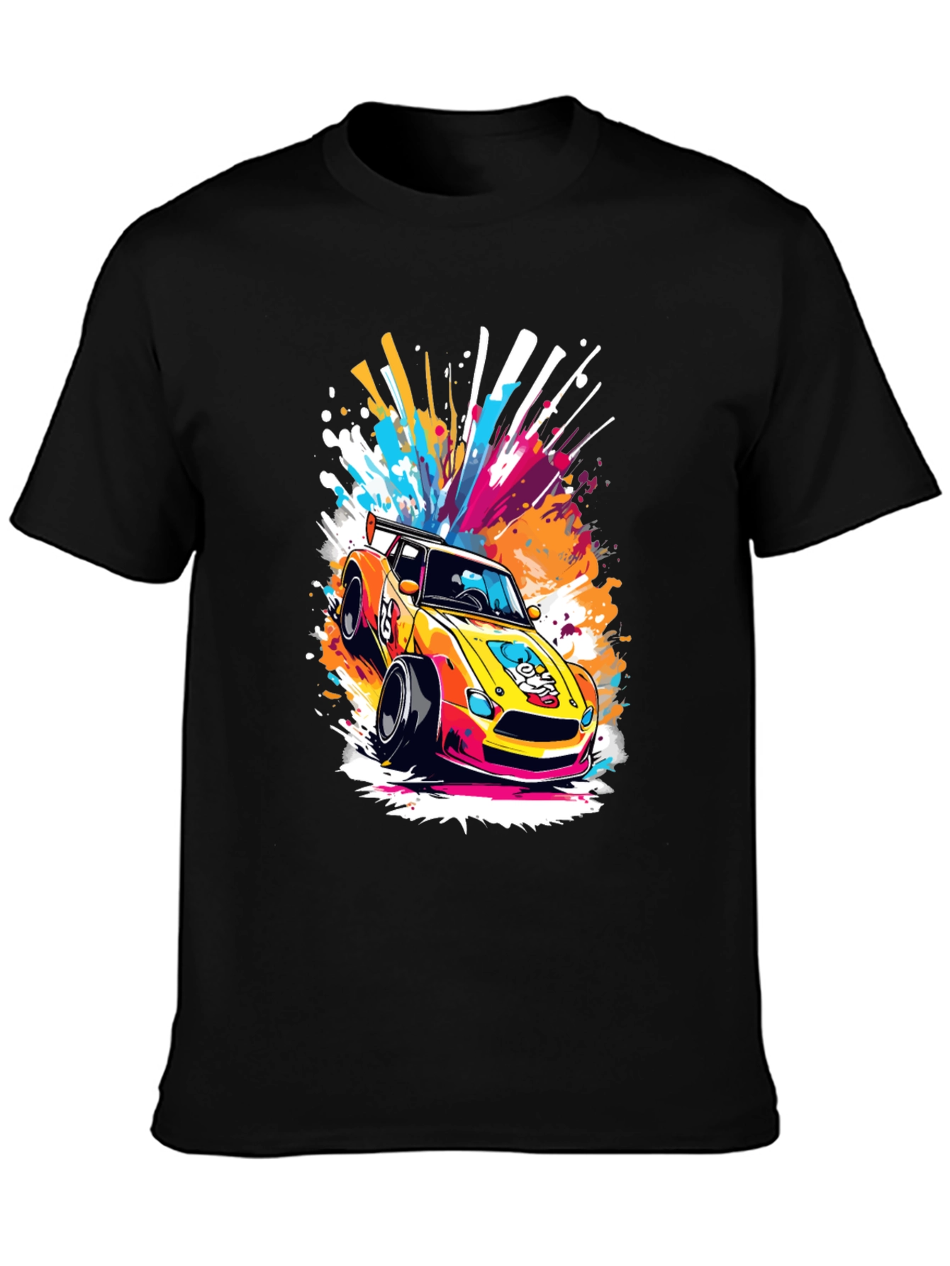 Racing Car Graphic Tee - Stylish Black T-Shirt