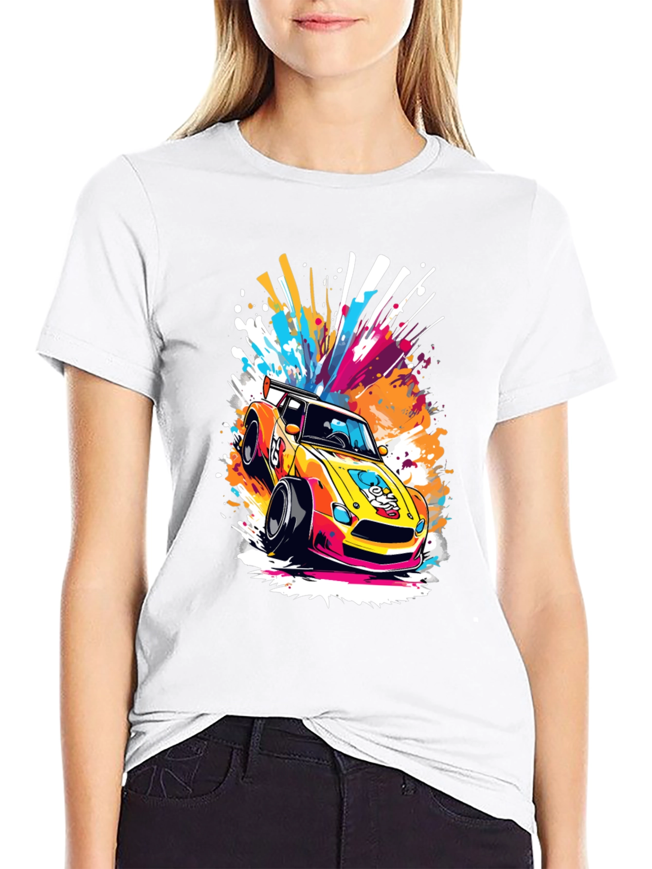Racing Car Graphic Tee - Stylish Black T-Shirt