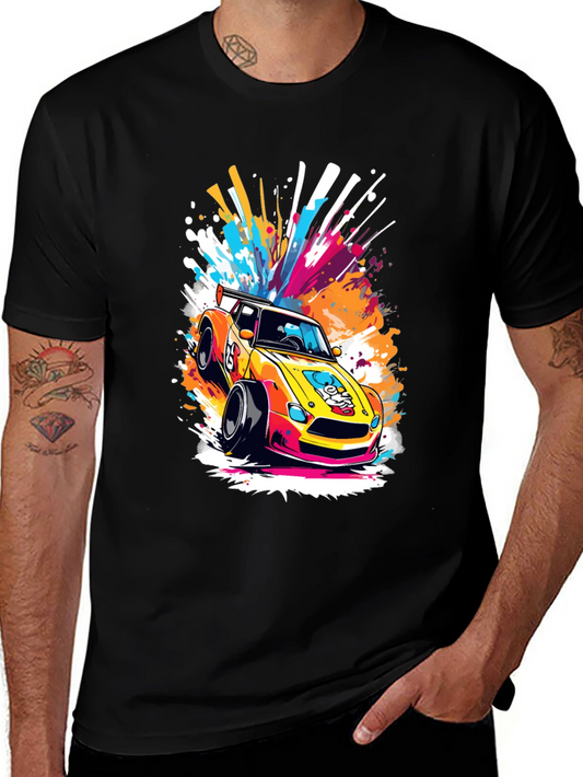 Racing Car Graphic Tee - Stylish Black T-Shirt
