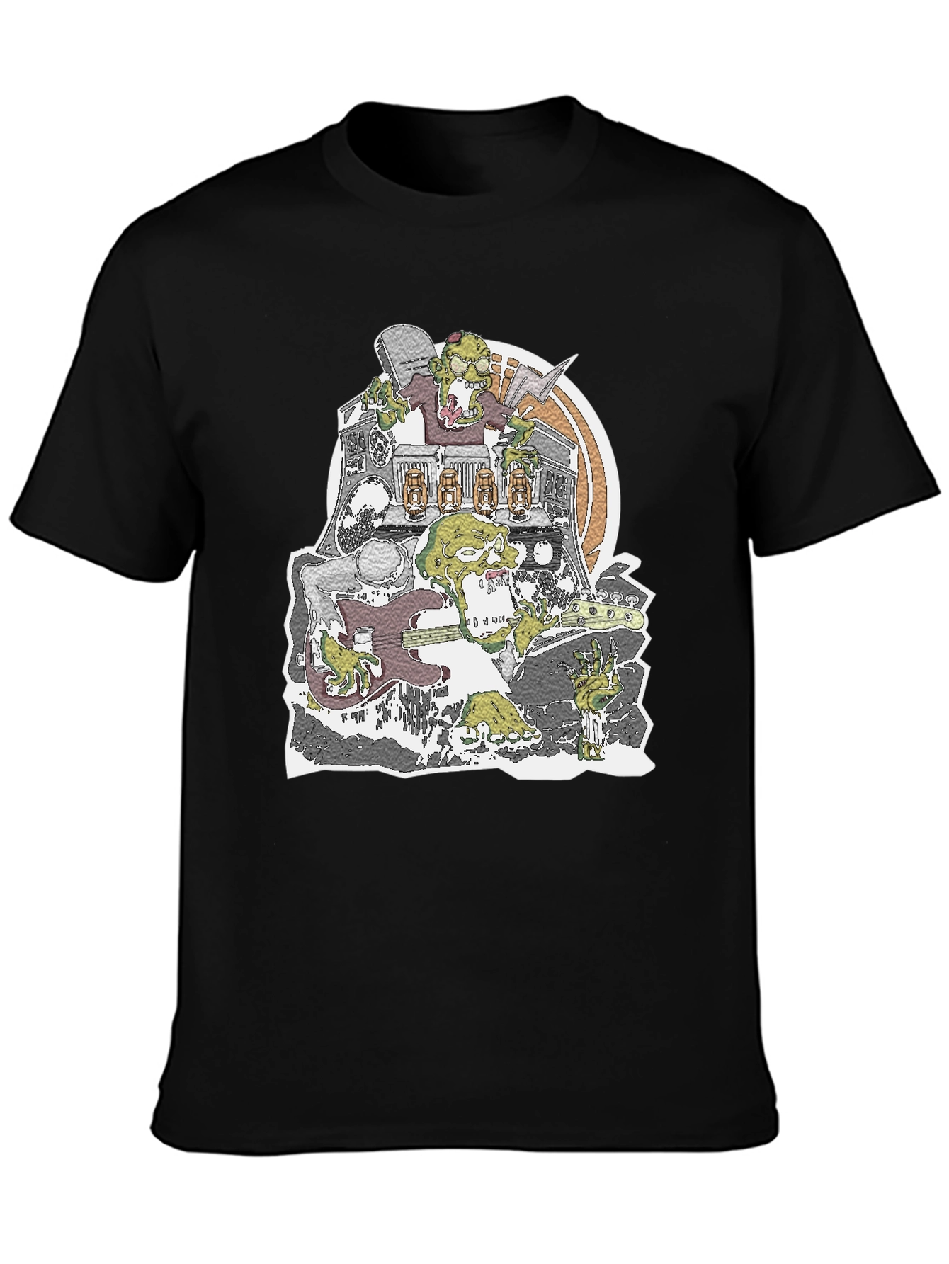 Zombie Band Graphic T-Shirt - Black Crew Neck
