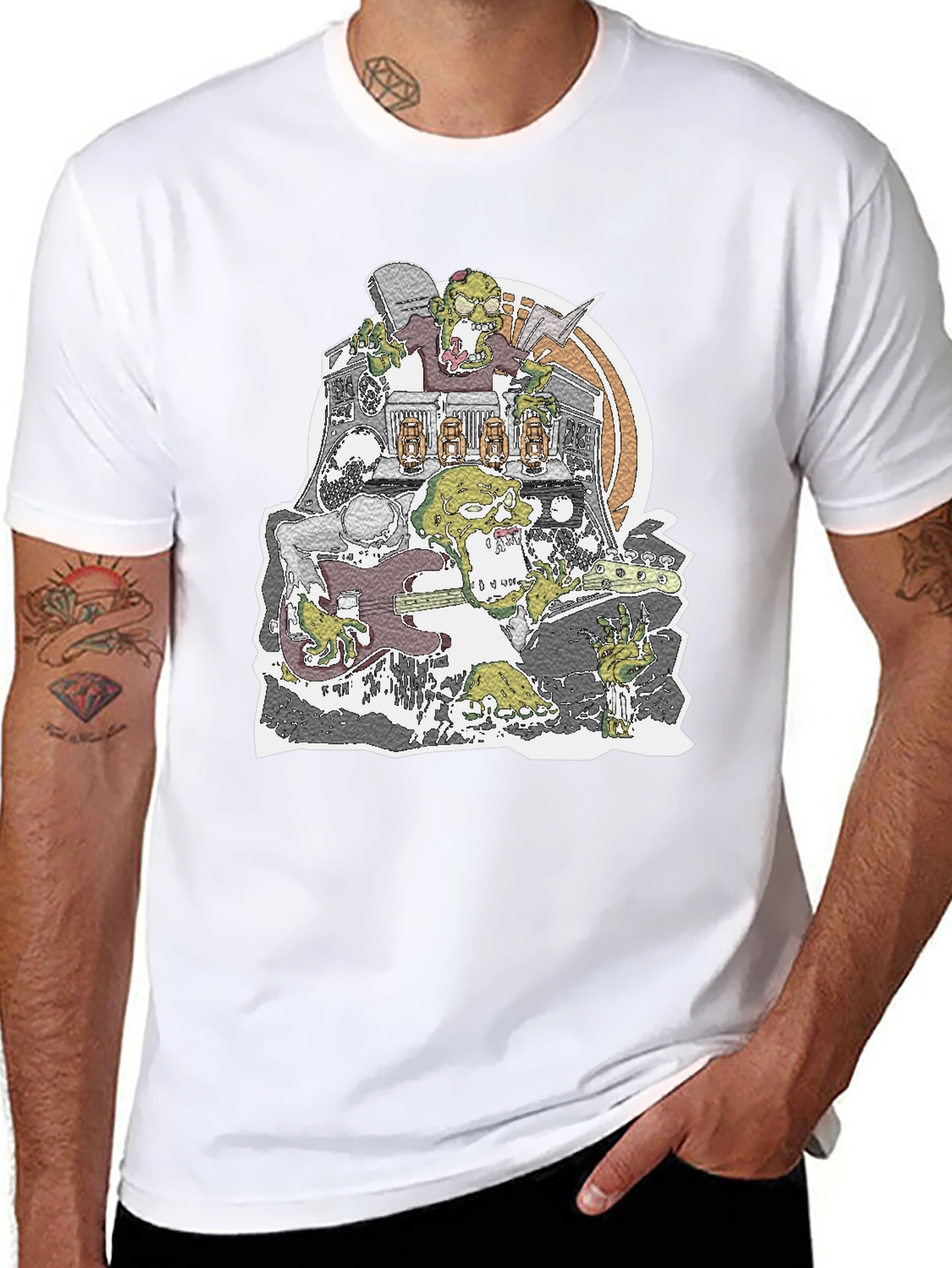 Zombie Band Graphic T-Shirt - Black Crew Neck