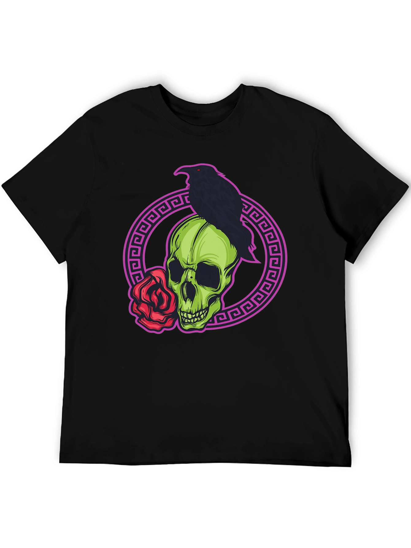 Skull Raven Rose Graphic T-Shirt