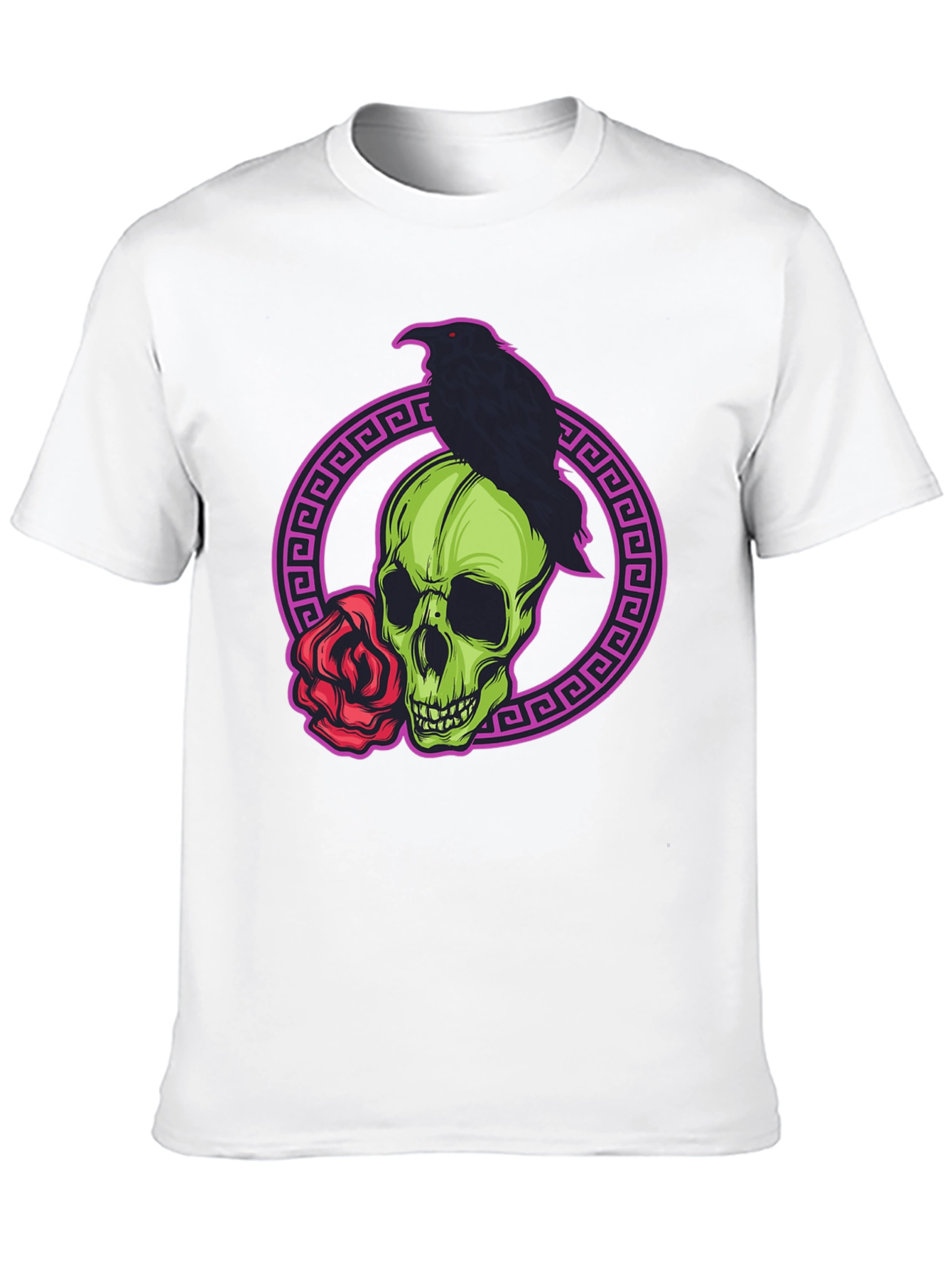 Skull Raven Rose Graphic T-Shirt