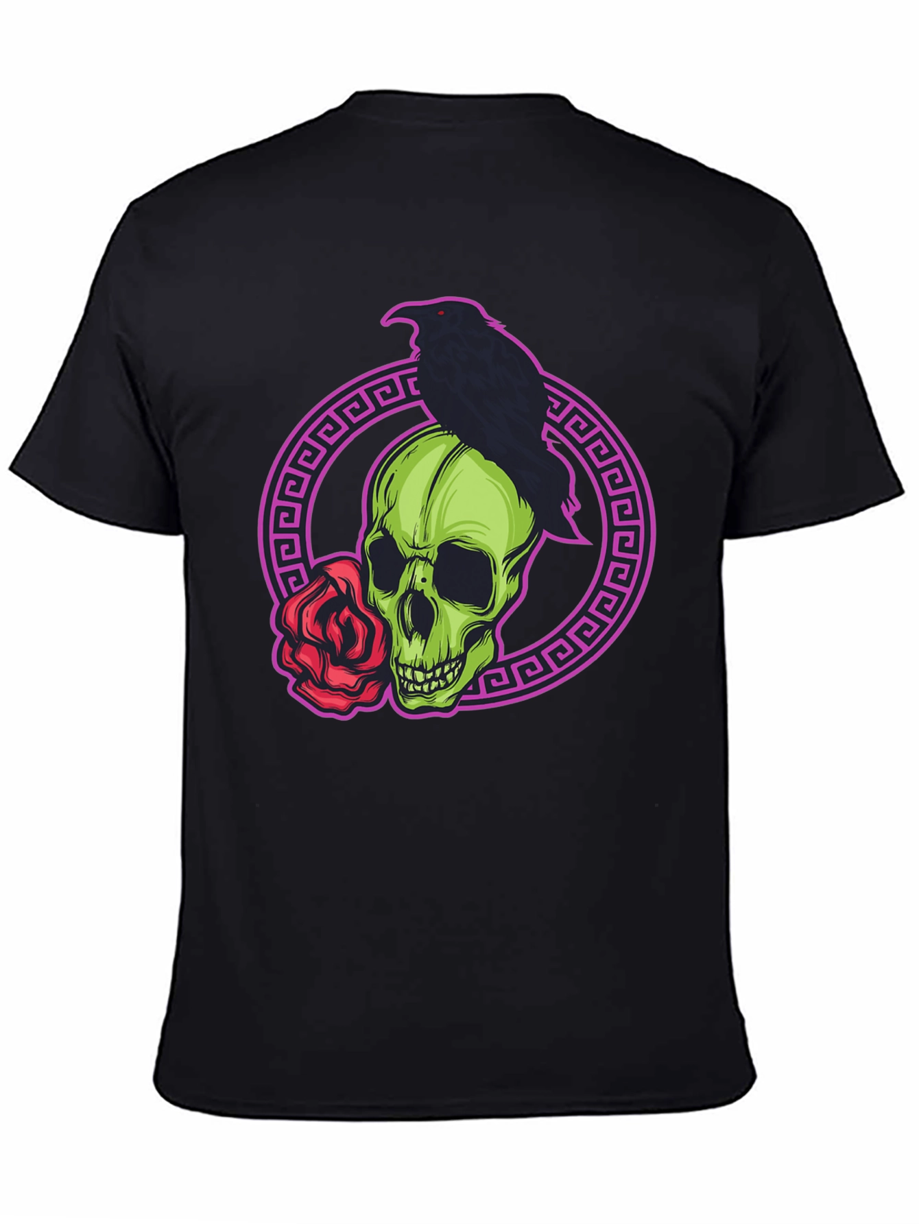 Skull Raven Rose Graphic T-Shirt